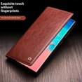 thumbnail image 4 of QIALINO Compatible with Samsung Galaxy S25 Mobile Phone Case Wallet Flip Stand Mobile Phone Protective Case Genuine Leather Cowhide - Black, 4 of 5
