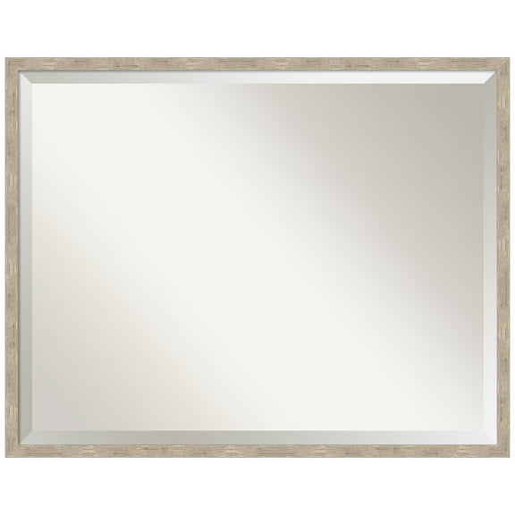 Amanti Art Imprint Pewter Beveled Wood Bathroom Wall Mirror