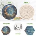 thumbnail image 4 of Yayeee 6 PCS Drink Coasters with Holder Set Woven Absorbent Round Tabletop Hot Pad, Crystal Moon, 4 of 7