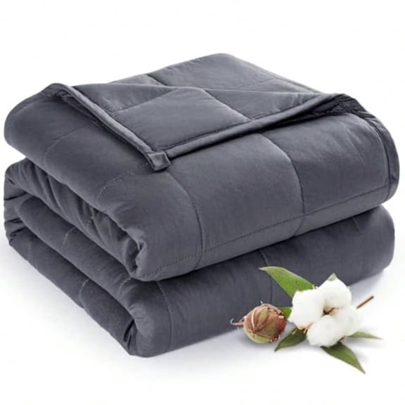Weighted Blanket for Adults 100 Cotton 60x80 Queen Size 15 lbs Cooling Summer Heavy Blanket for Sleeping Breathable Soft Blankets with Premium Glass Beads hine Washable Dark Grey