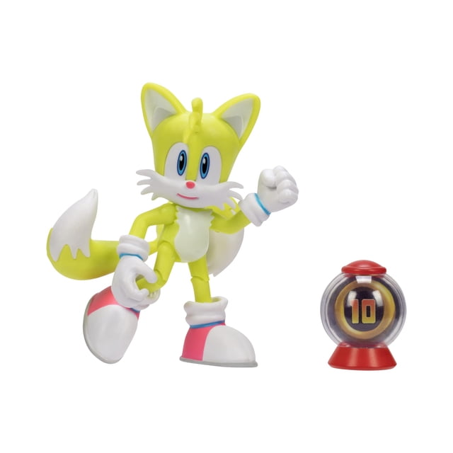 Figura de acción Sonic The Hedgehog Modern Tails de 10 cm con anillo