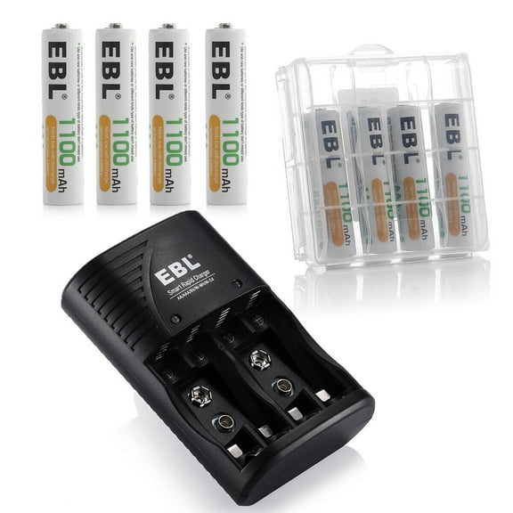 EBL Rechargeable AAA Batteries (8-Pack), 1100mAh   Battery Charger for 9V Ni-MH Ni-CD AA AAA Triple a Batteries