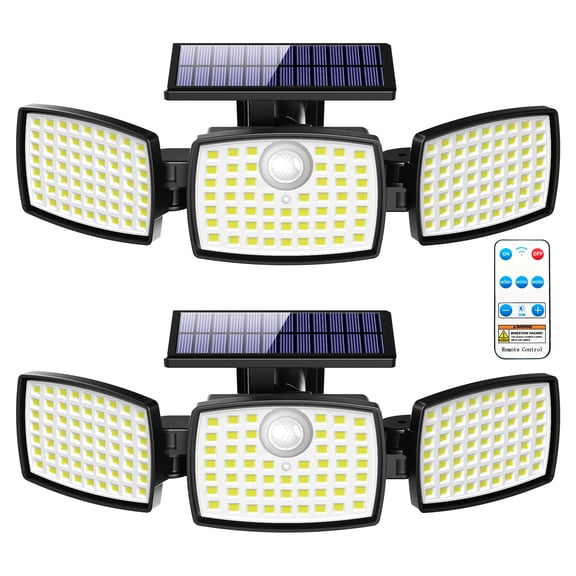 DAYBETTER Solar Outdoor Lights,179 LED Motion Sensor Outdoor Lights,3 Adjustable Heads Security   Lights,IP65 Waterproof,270°Wide Angle Flood Wall Light with 3 Modes for Porch,Yard,2 Pack