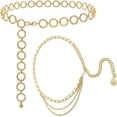 thumbnail image 1 of 2 Piezas (Oro) Cinturón de Cadena Dorada Multicapa para Mujeres Niñas Cadena de Cinturón Ajustable Cadena de Cintura Dorada Cadena para el Vientre Cadena para el Cuerpo para Jeans de Vestir Rojo Verde, 1 of 5