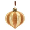 thumbnail image 4 of Melrose Shiny Finish Ribbed Glass Christmas Onion Ornaments - 4.5" (110mm) - Gold and Brown -12ct, 4 of 5