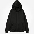 thumbnail image 2 of Babcutegg Mens Full Zip Hoodie Loose Fit Long Sleeve Casual Hooded Sweatshirt with Pockets Size 2XL, 2 of 7