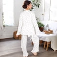 thumbnail image 6 of Women's Heart Print 3-Piece Pajama Set with Ruffled Trim Open Cardigan, Cropped Tank, and Elastic Waist Pants - Small, White, 6 of 6