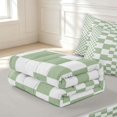 thumbnail image 6 of Manfei Abstract Grid Zipper Twin Comforter Sets with Fitted Sheet and 2 Pillowcases,Modern Plaid Zipper Bedding Set,Light Green,Light Gray Reversible,4pcs, 6 of 8