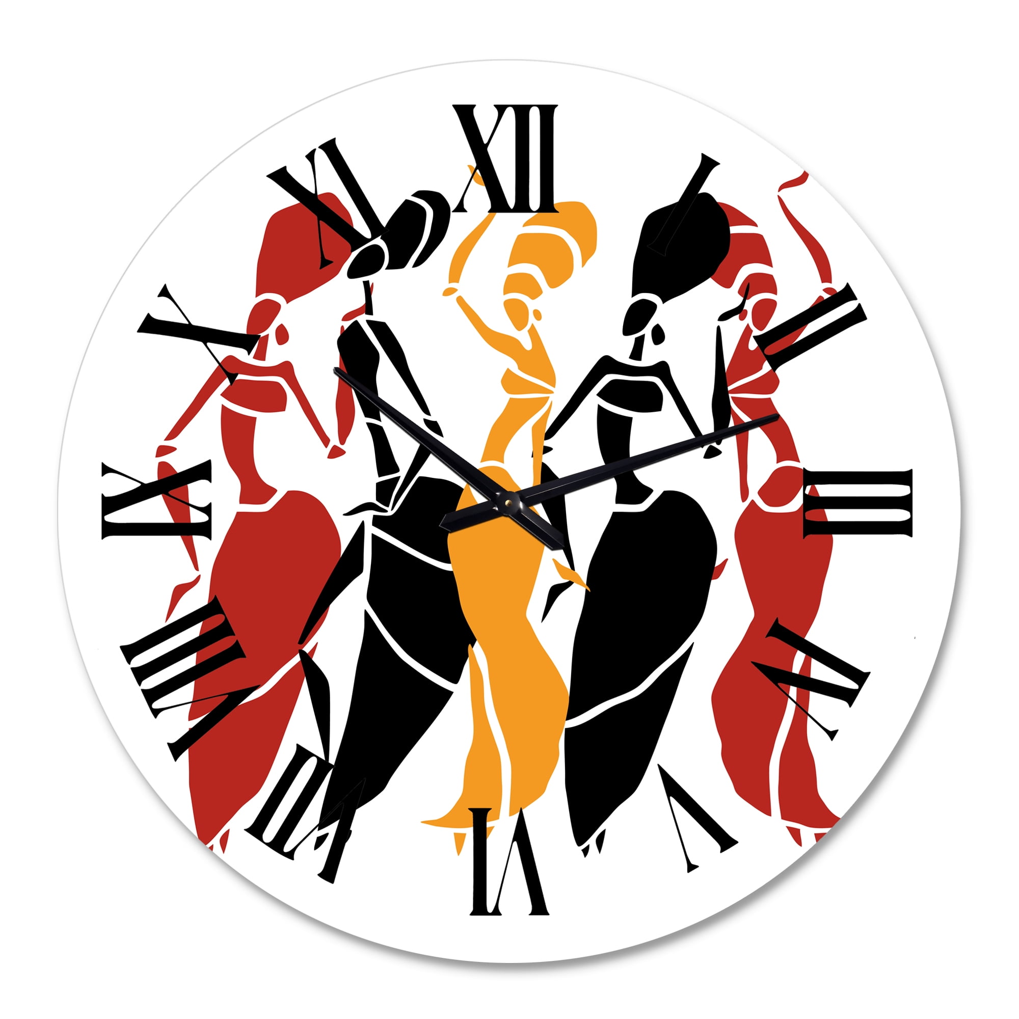 Designart 'Beautiful Dancers Afro American Silhouettes' Modern Wall Clock