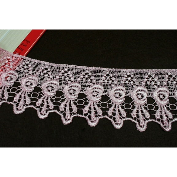 3" Embroidered Venice Lace Trim Guipure By Yard White Blue Gray Pink Lilac Ivory