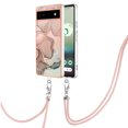 thumbnail image 2 of Mantto for Google Pixel 6a Case, with Lanyard Adjustable Strap, Marble Pattern Soft TPU Bumper Hard PC Back Shockproof Protective Glossy Stylish Durable Phone Case for Women Girls,Rosegold, 2 of 7
