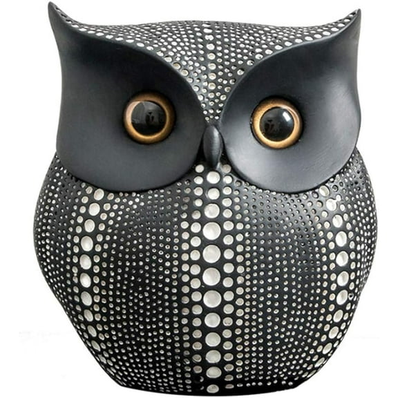 Owl Decor Statue Sculpture for Home, Office, Bookshelf,TV Stand Decoration Resin Animal Sculpture Minimalist Style Crafts Gift for Friend or Family, Animal Lovers (Black)