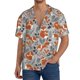 thumbnail image 1 of Balery Vintage Blue Fox Family A Camisa Casual de Manga Corta con Botones para Hombre, Texturizada, Estilo Cubano, para Playa, Verano-Medium, 1 of 5