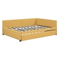 thumbnail image 2 of Harper & Bright Designs Full Size Upholstered Daybed with Trundle, Linen L-Shaped Sofa Bed with Headboard and Armrest for Living Room, Yellow, 2 of 12