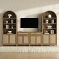 thumbnail image 6 of SICOTAS 84.2"H Tall Rattan Arched Pantry Cabinet Set of 3 with Adjustable Shelves, Oversized Boho Farmhouse Floor Storage Organizer for Kitchen, Dining Room & Home Decor,Reclaimed Caramel Oak, 6 of 9