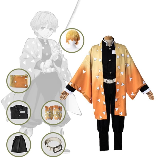 Anime Demon Slayer: Kimetsu No Yaiba Tanjirou Kamado Nezuko Cosplay niños Kimono uniforme Cosplay disfraz peluca Setskids 140cm y Demon Slayer Gao Jinjia LED