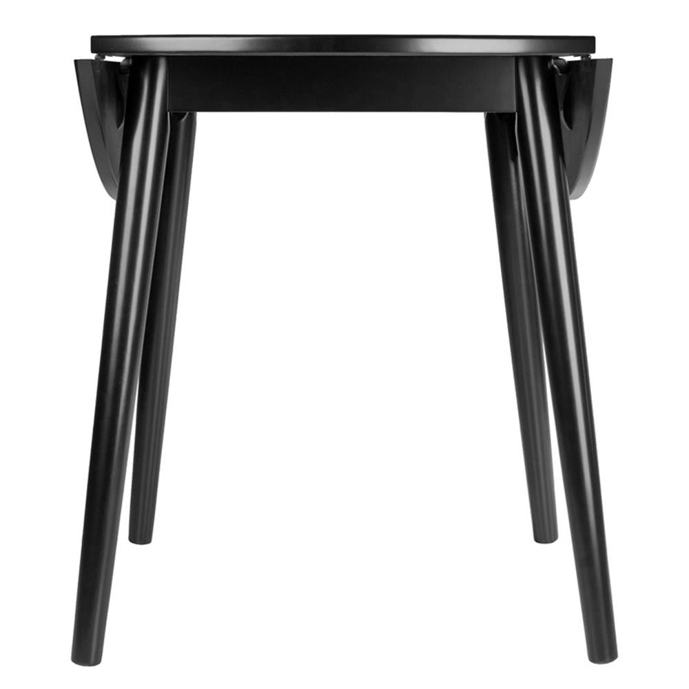 Winsome Moreno 36" Round Drop Leaf Transitional Solid Wood Dining Table in Black