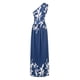thumbnail image 4 of VISgogo Vestido de un hombro para mujer, estampado floral / Tie Dye, sin mangas, dobladillo dividido, plisado, cintura alta, falda de una pieza VISgogo moda, 4 of 9