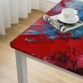 Abstract Painting Rectangle Tablecloth,Red Blue Grey Yellow Art