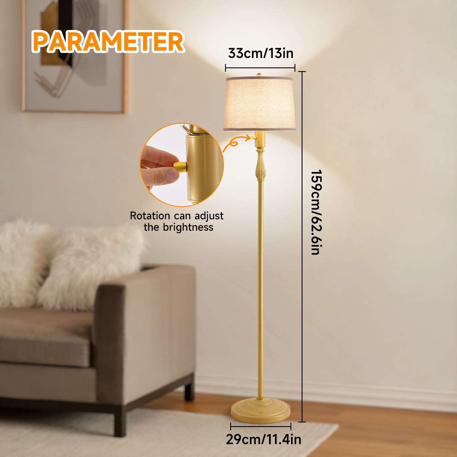 Floor Lamp for Living Room,Bedroom,Gold Dimmable Standing Lamp  Mid Century Modern Brass Tall Lamp Boho Vintage Retro Floor Lamps Arc  Flower Floor Light Lamp Bohemian