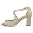 thumbnail image 3 of Women's Glitter Intersecting Straps Block Heel Open Toe Heels, 3 of 9