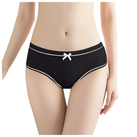 Women s Threaded Mid Waist Sexy Cute Plus Size Soaking Wet Air Not Tight Panties V Cut Panties for Women Pack