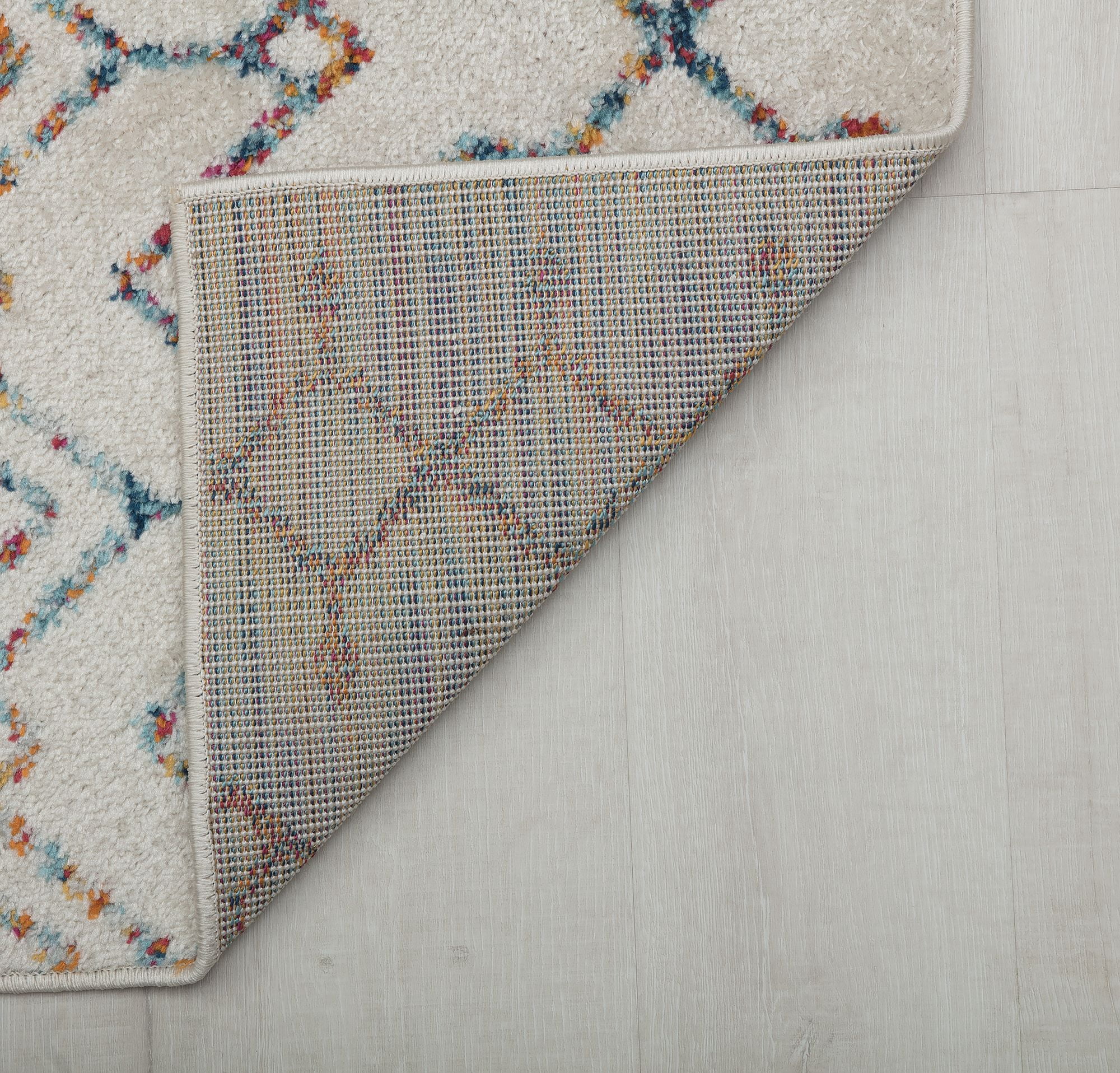 Mason Brooks Ryder KN40A Festive Brilliance Moroccan Tribal White Area Rug, 5'0" x 7'0"