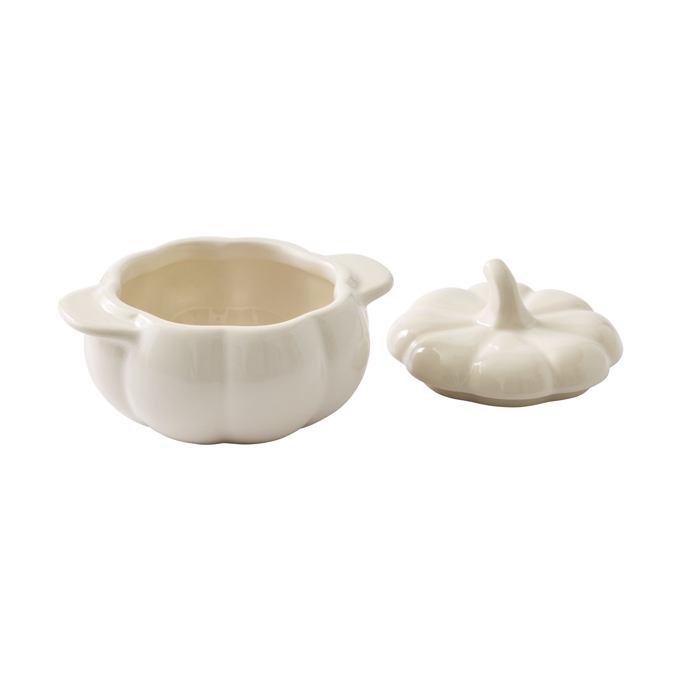 Better Homes & Gardens 8 oz Cream Pumpkin Cocottes with Lids, Set of 3
