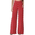 thumbnail image 4 of Sewkxo Women's Polka Dot Lounge Pants High Waist Loose Fit Wide Leg Casual Trousers with Pockets,Red XL, 4 of 5