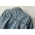 thumbnail image 5 of 2025 Women's Denim Jackets Women's Basic Button Down Stretch Fitted Long Sleeves Denim Jean Jacket, 5 of 8