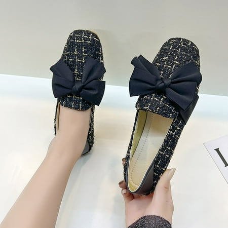 

Casual Shoes Fashion Autumn Women Casual Shoes Flat Flat Heel Round Toe Bow Shallow Mouth Comfortable Slip On
