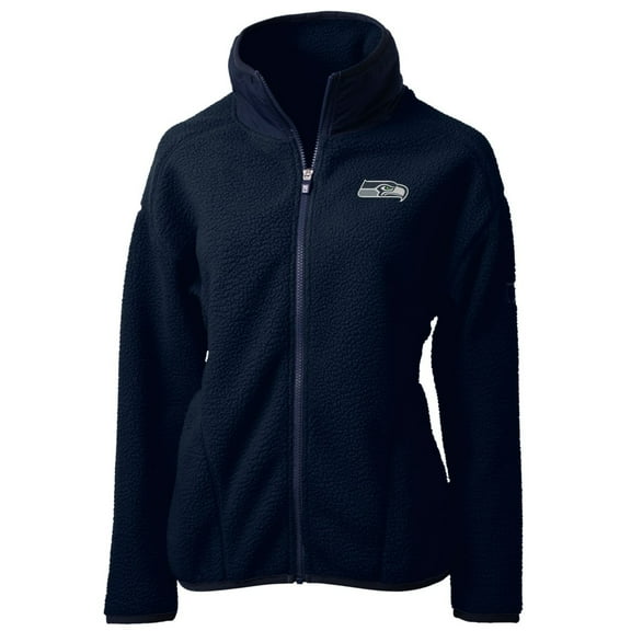 Women's Cutter & Buck College Navy Seattle Seahawks Cascade Eco Sherpa Fleece Full-Zip Jacket