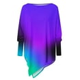 thumbnail image 4 of Usmixi Clearance Sale Womens Tops Womens Fashion Pullover Winter Plus Size Loose Lightweight Irregular Hem Pullover Tops Fall Trendy Gradient Print Round Neck Long Sleeve Blouses Shirts, 4 of 5