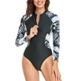 thumbnail image 3 of Lopeceal Women's Long Sleeve Rash Guard UV UPF 50+ Sun Protection Zipper Printed Surfing One Piece Swimsuits Bathing Suit, 3 of 5