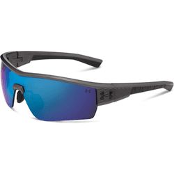 Under Armour UA Fire Satin Carbon Grey Frame Blue Mirror Multiflection Lens Sport Sunglasses