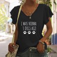 thumbnail image 3 of Camiseta informal para mujer, blusa estampada con volantes, manga corta, cuello en V, Tops Fridja ghk7181, 3 of 5