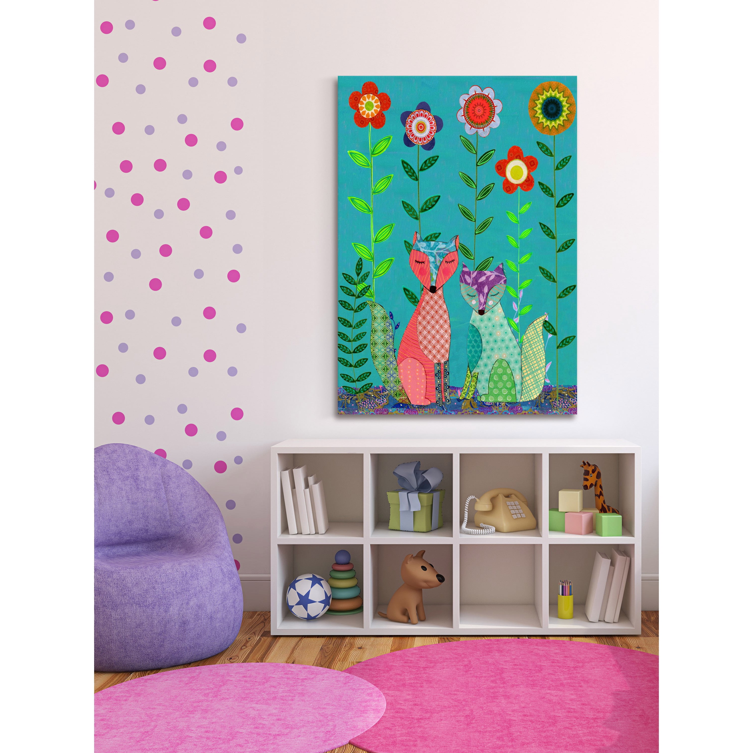 Marmont Hill "Two Foxes" by Sascalia Painting Print on Wrapped Canvas