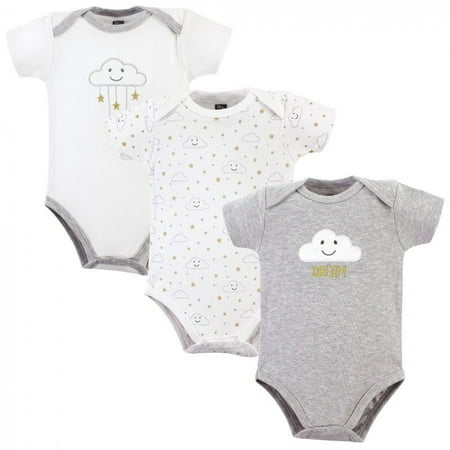 UPC: 0660168530452 | Hudson Baby Cotton Bodysuits 3pk  Gray Clouds  6-9 Months