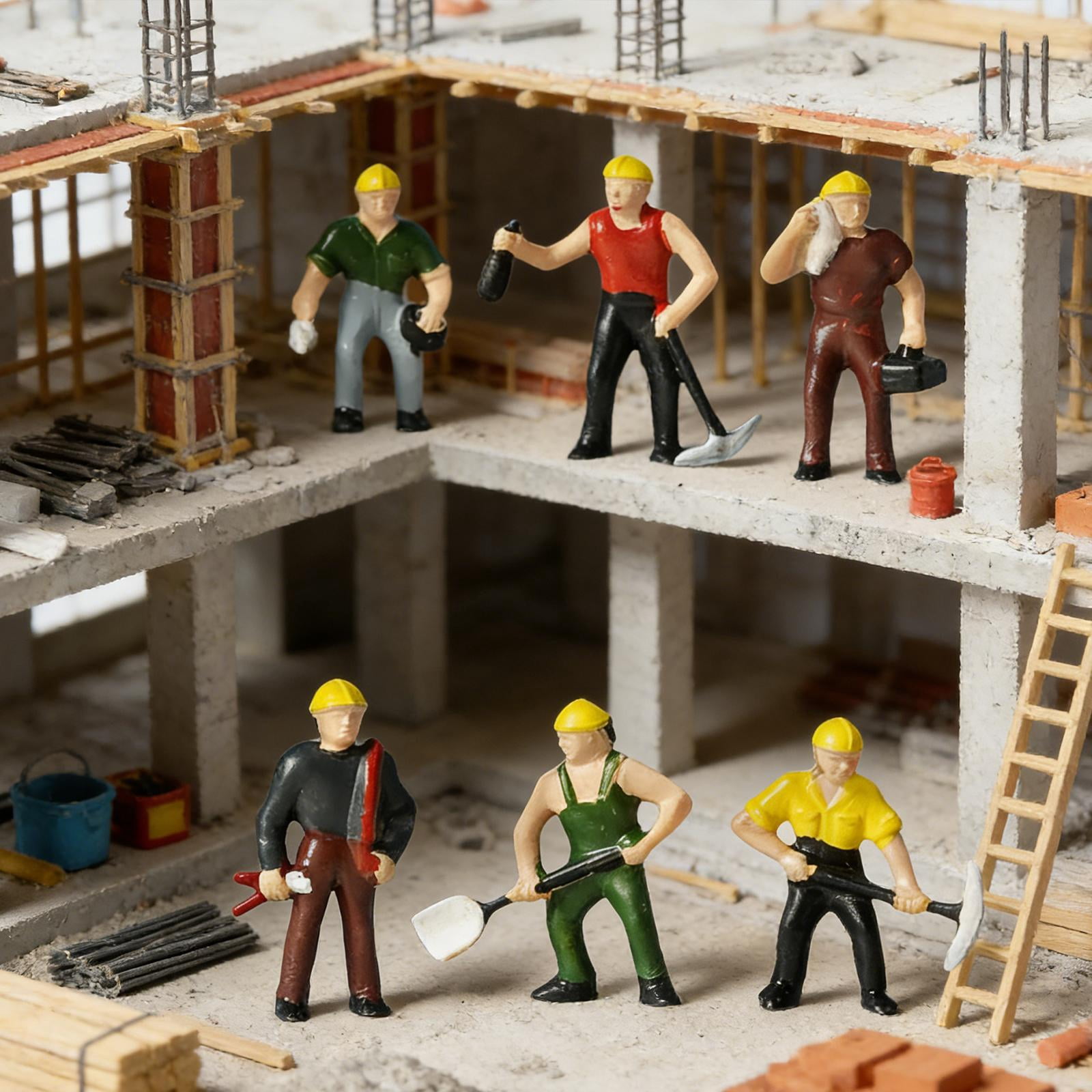 LeeQinersw 6Pcs 1:87 Scale Miniature Figures Model Realistic Display Building Figurines