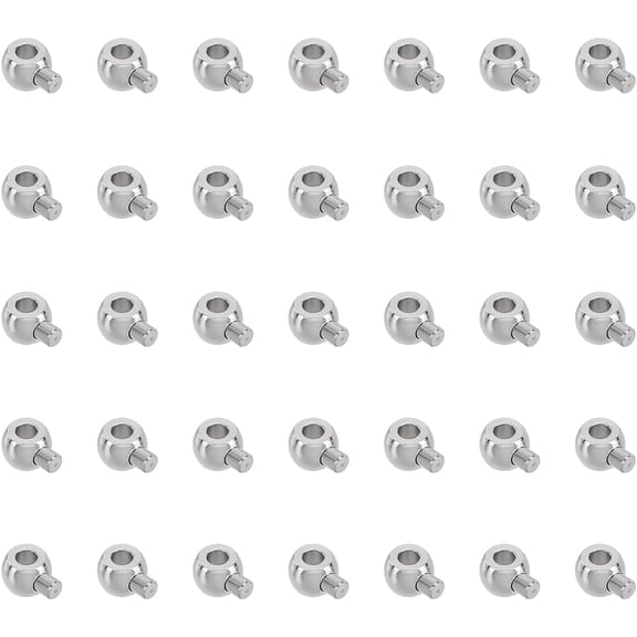 40Pcs Stainless Steel Crimp Beads Platinum Locker Seperator Beads Round Beads Cord End Caps Metal Crimp Beads for DIY Bracelets Necklaces Jewelry Making Hole:1mm for making
