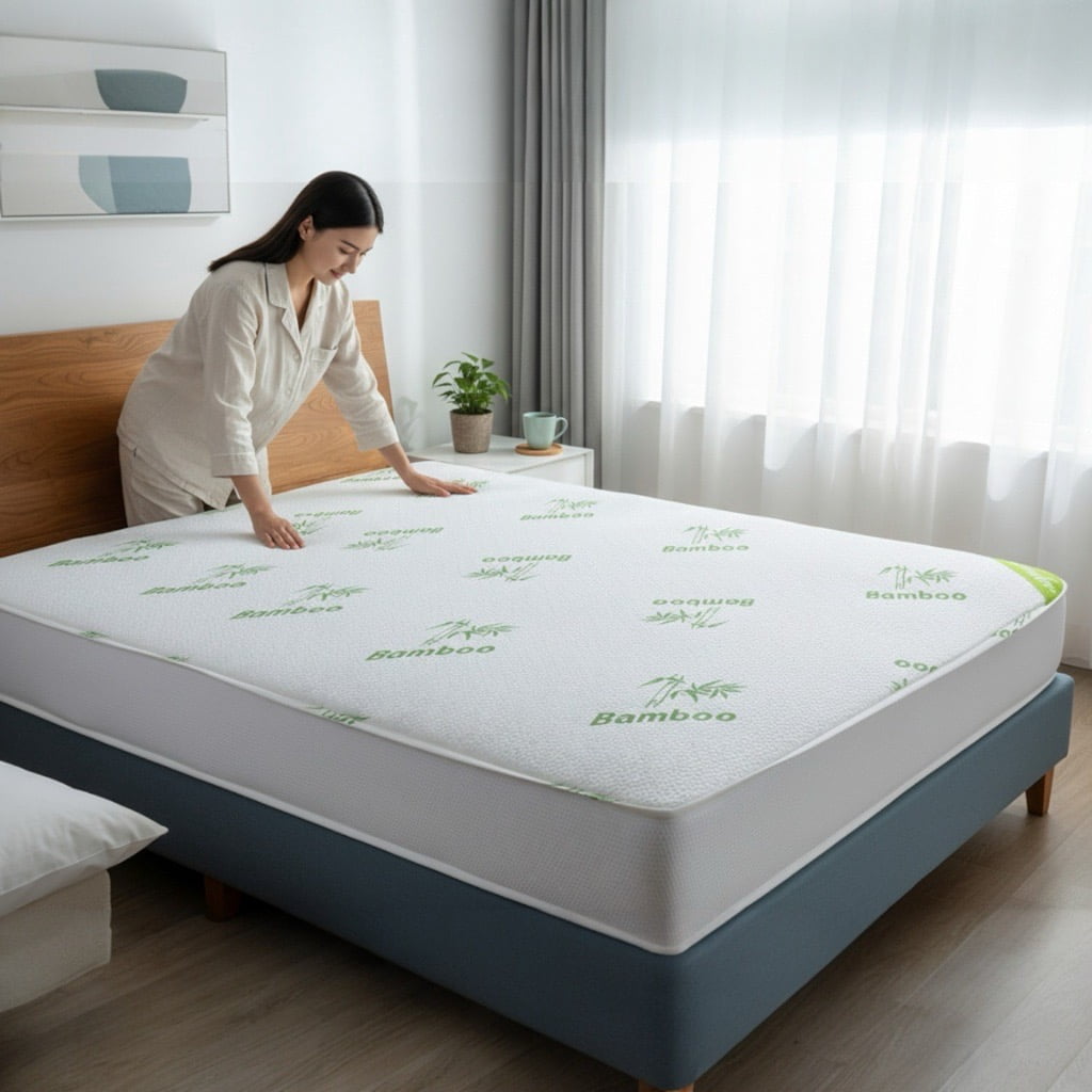 Premium Bamboo & Terry Cloth Fitted Mattress Leak Protector (80" x 60")