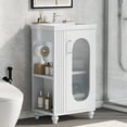 thumbnail image 4 of MIDODO 20" Small Bathroom Vanity with Sink, Modern  Wood Bathroom Cabinet with Paper Holder and Glass Door, 4 of 10
