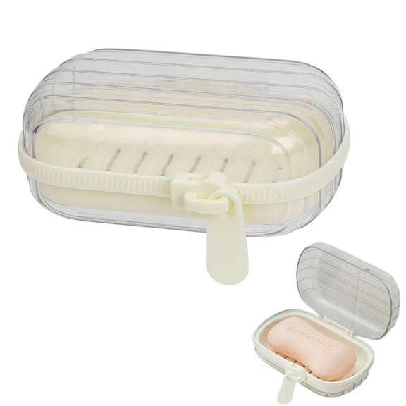 Topboutique Soap Holder,Portable Travel Soap Container with Lid,Soap Box with Draining Layer,Soap Case with Zipper,Soap Dish for Bathroom,Shower,Travel,Gym, Camping(1 Pc Clear White)