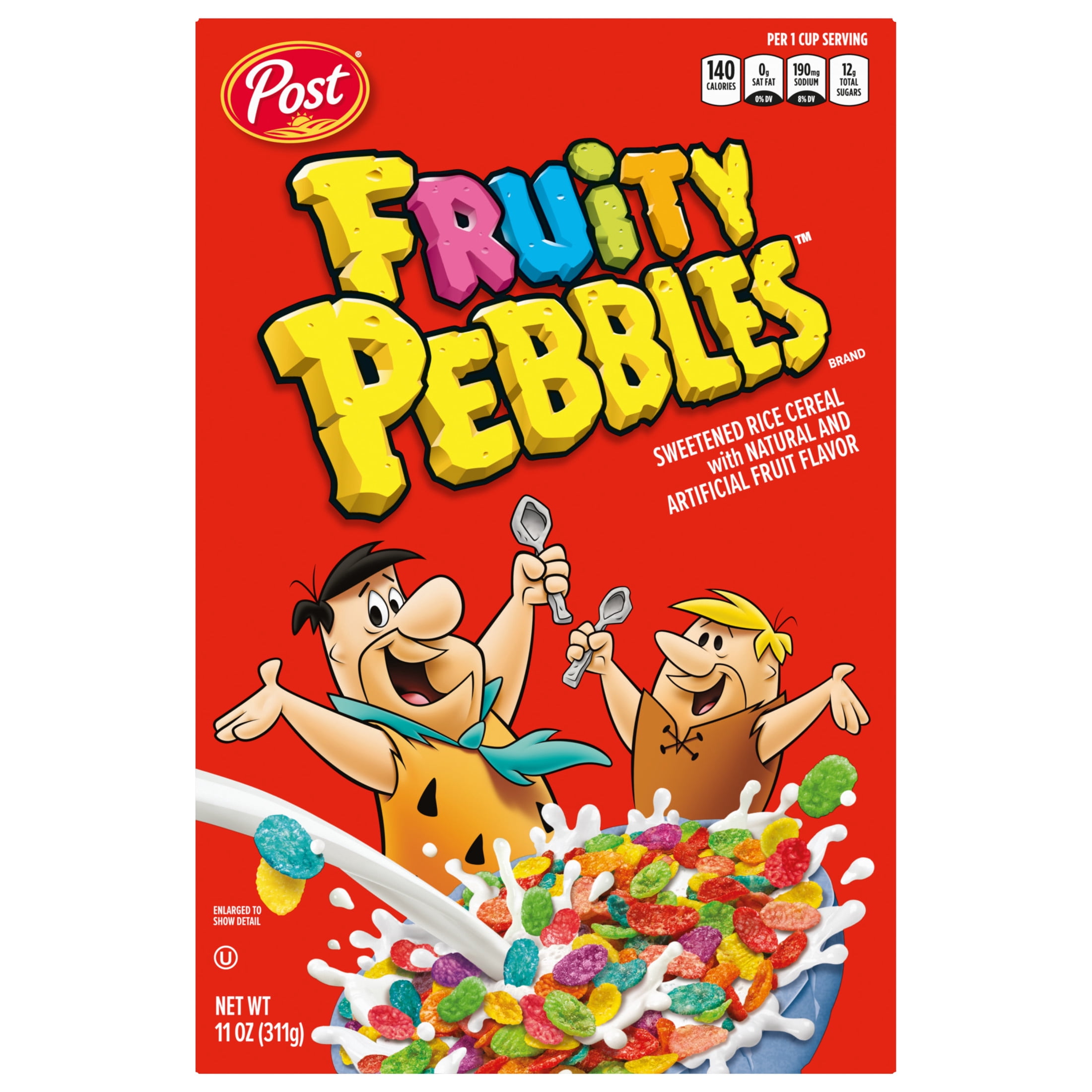 (4 pack) Fruity PEBBLES Gluten Free Breakfast Cereal for Kids, 11 oz Box