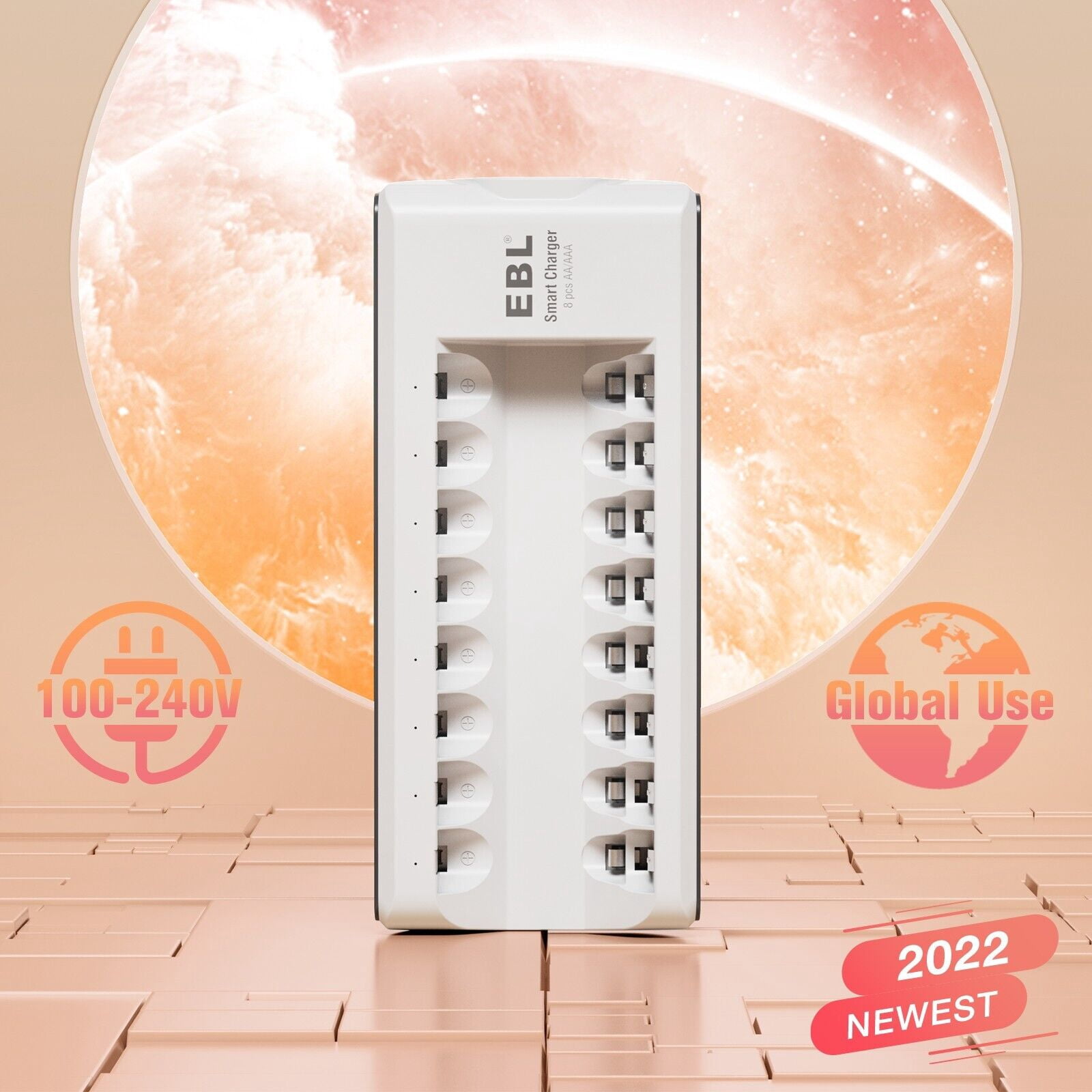 EBL 8 Slot Individual LED Battery Charger for AA AAA Rechargeable Batteries