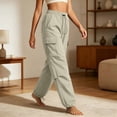 thumbnail image 4 of Noric Women's Plus Size High Waist Cargo Pants Loose Lightweight Casual Drawstring Workout Yoga Athletic Joggers with Pockets, 4 of 6