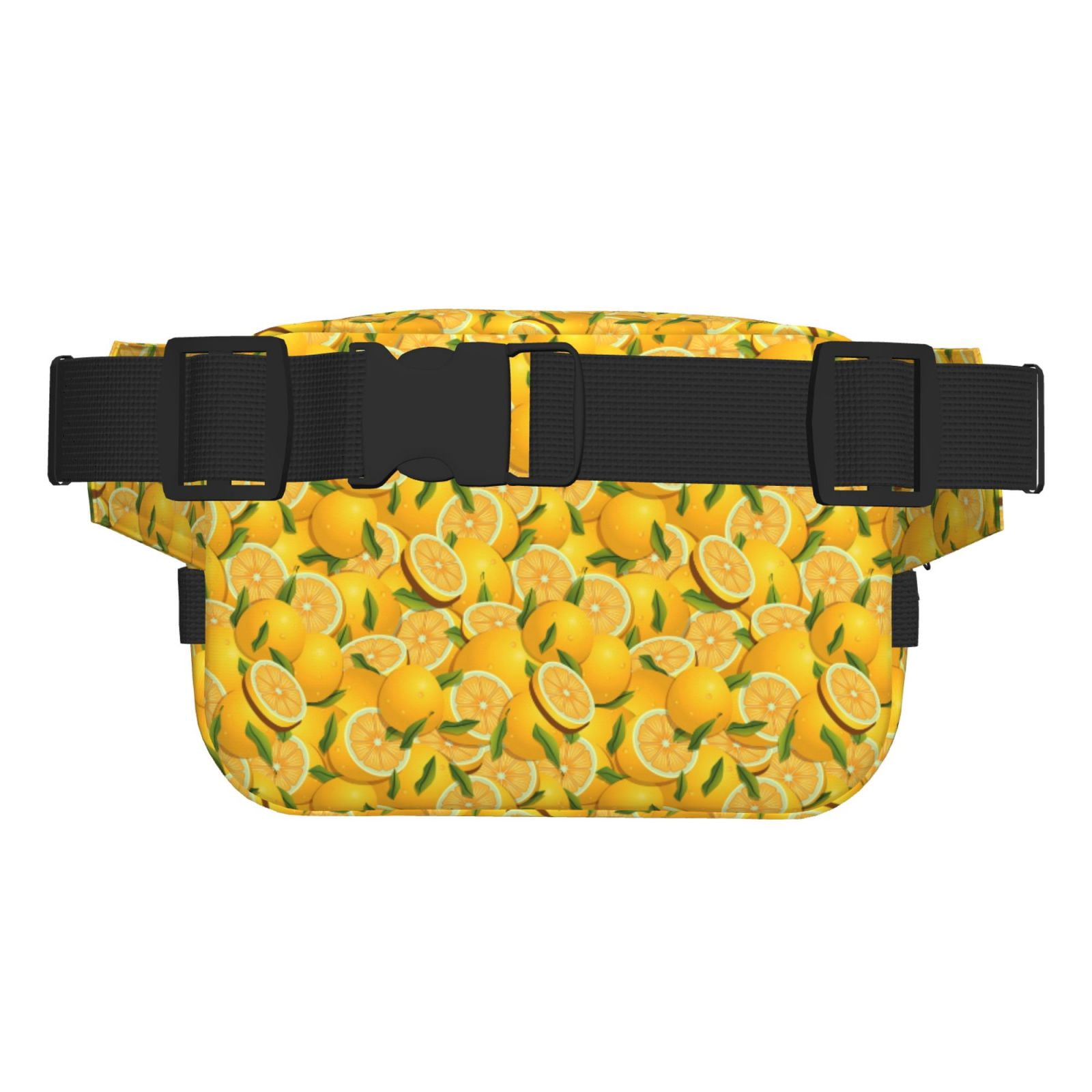 Picia Yellow Limes Print Square Double-Layer Waist Bag Mini Adjustable Waist Belt Bag Exercise Running Travel Hiking