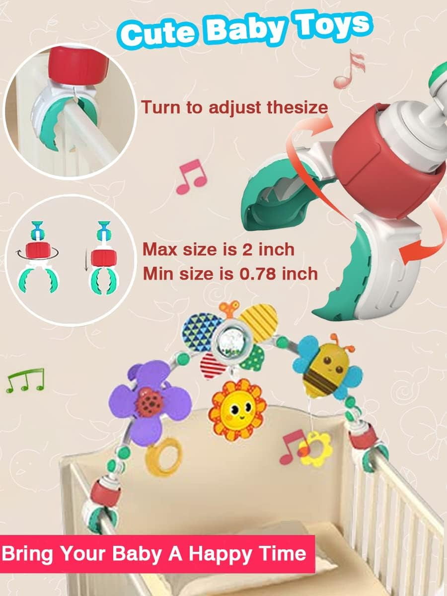 Ludolm Baby Stroller Arch Toys, Travel Car Seat Toys, Baby Play Arch Crib Accessory Toys, Mobile for Bassinet, Pram Activity Arch Bar Toys for Babies Infants