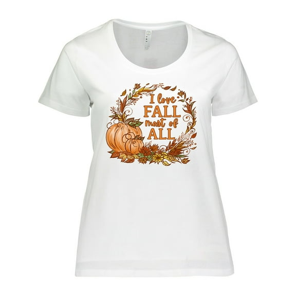 Inktastic I Love Fall Most of All Colorful Autumn Leaves Women's Plus Size T-Shirt