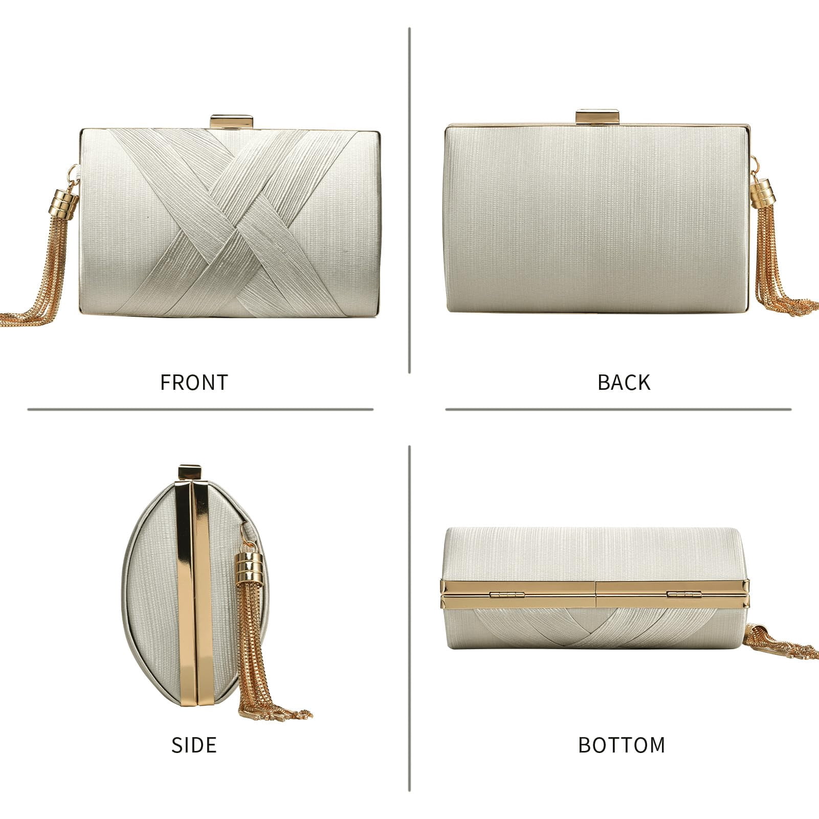 AOUNQ Clutch Purse for Women Evening Bags Formal Party Wedding Clutches Crossbody Shoulder Bag with Tassel
